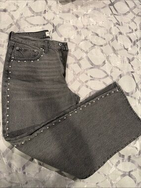 Abercrombie & Fitch Black Straight-Leg Jeans with Stud Trim